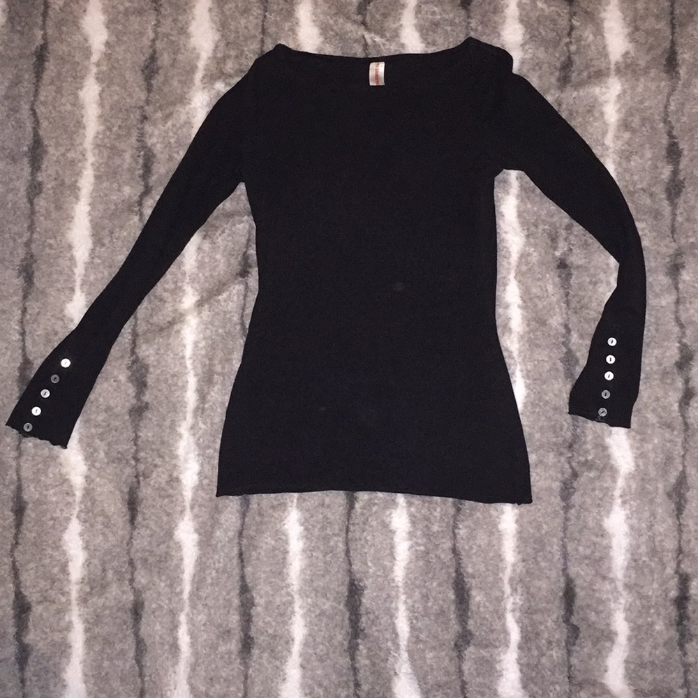 Black Long Sleeved Shirt with Button Detailing
